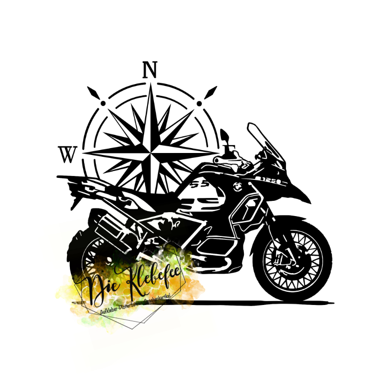 Aufkleber Motorrad R1250GS LC ADV im Kompass – Die Klebefee